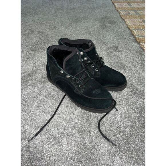Ugg Lace Up Boots Women's 8‎ in Black - Picture 2 of 6